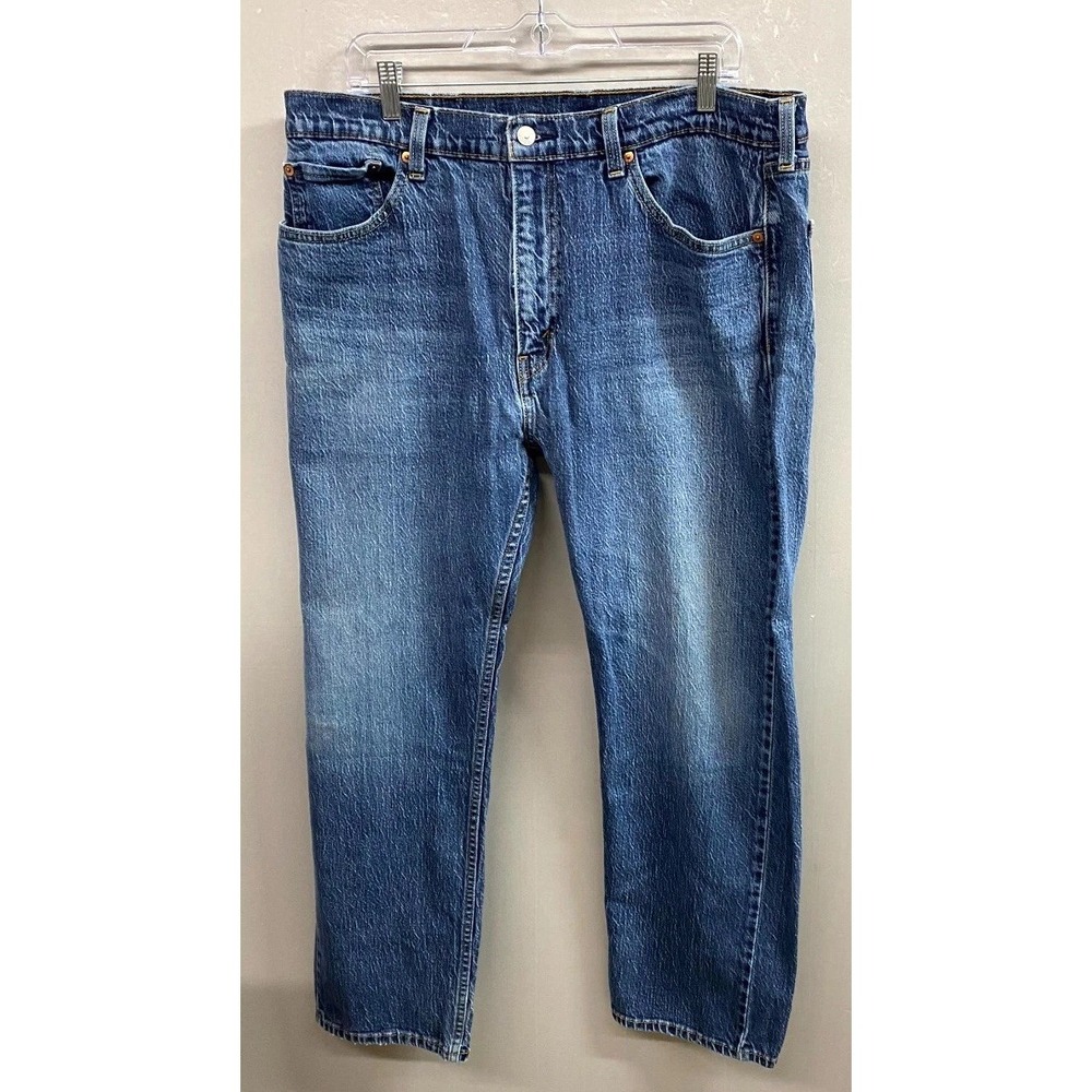 Levi's 505 Straight Leg Jeans Mens 38x32 Blue Denim Medium Wash Outdoor Zip Fly